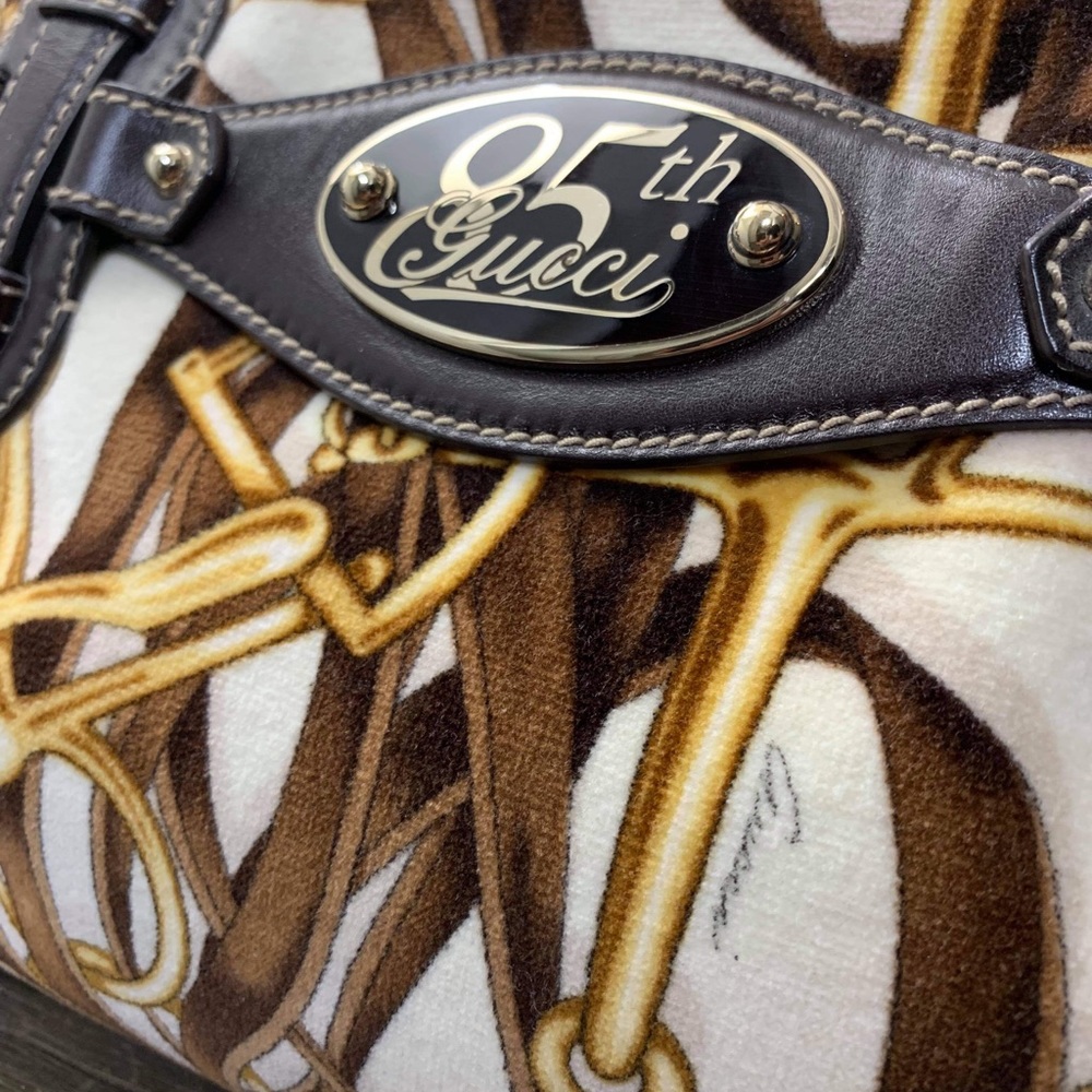 Gucci 85th Anniv Horse Bit Leather & Velvet Tote